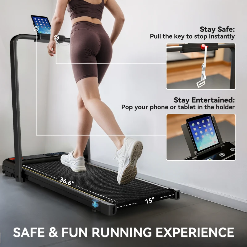 Soozier Walking Pad Treadmill, 0.6–6.2mph Foldable Under Desk Treadmill with Incline, Wheels, LED Display and Remote Control