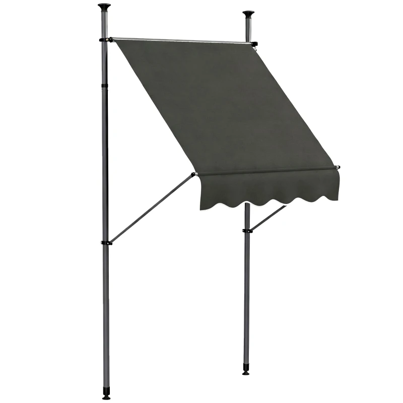 Outsunny 5' x 4' Manual Retractable Awning, Non-Screw Patio Awning, UV Resistant, for Window or Door, Dark Gray