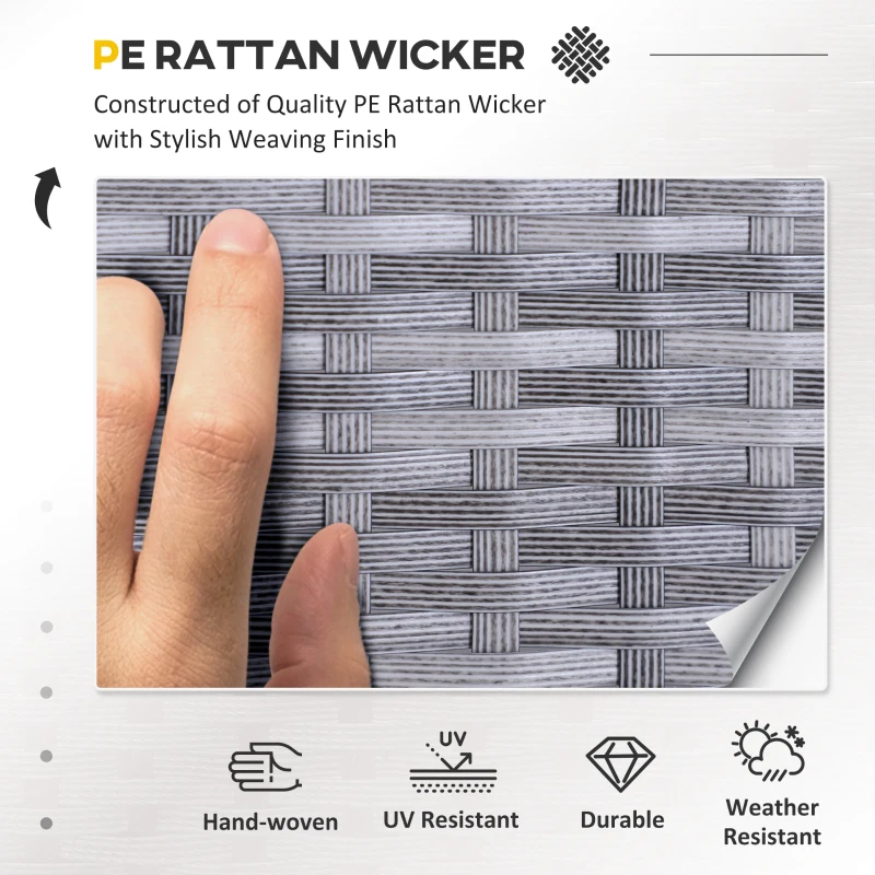 Outsunny 5 Pieces Wicker Patio Conversation Dining Furniture Set with Cushions, Table and Ottomans, Bright Blue