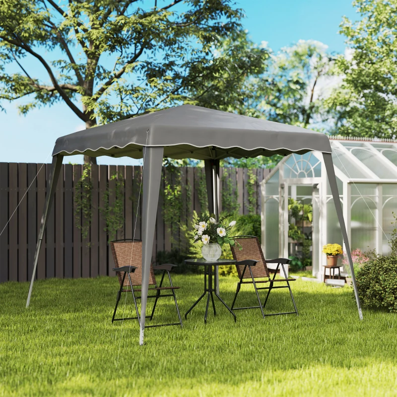 Outsunny 8' x 8' Pop Up Canopy, Outdoor Foldable Tent, Portable Canopy Tent with Carrying Bag for Camping, Party, Picnic, Grey