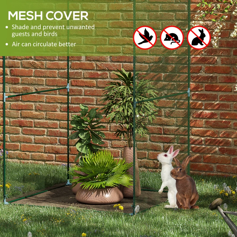 Outsunny 4' x 4' Walk-in Greenhouse, Garden Planting Warm House With Roll-Up Zipper Door for Seedlings Herbs Flowers, Dark Green