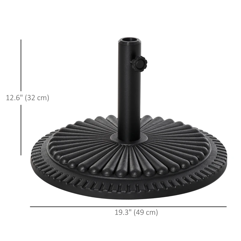 Outsunny Patio Umbrella Base Stand, Round Cement Parasol Holder for Outdoor, Patio, Garden, Beach, Fits Φ1.4", Φ1.5" and Φ 2" Pole, Black