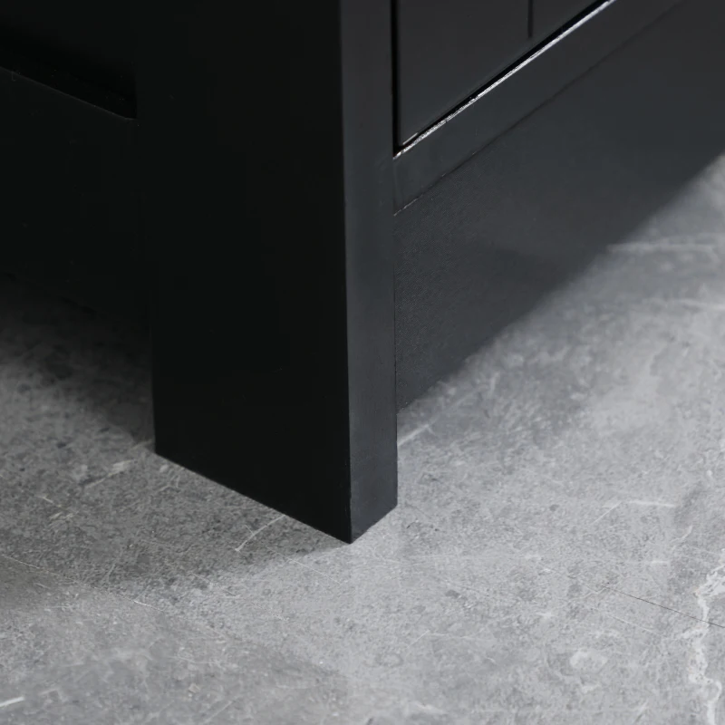 HOMCOM Bathroom Vanity, 24" Pedestal Sink Bathroom Vanity Furniture with 2 Doors and Shelf, Black