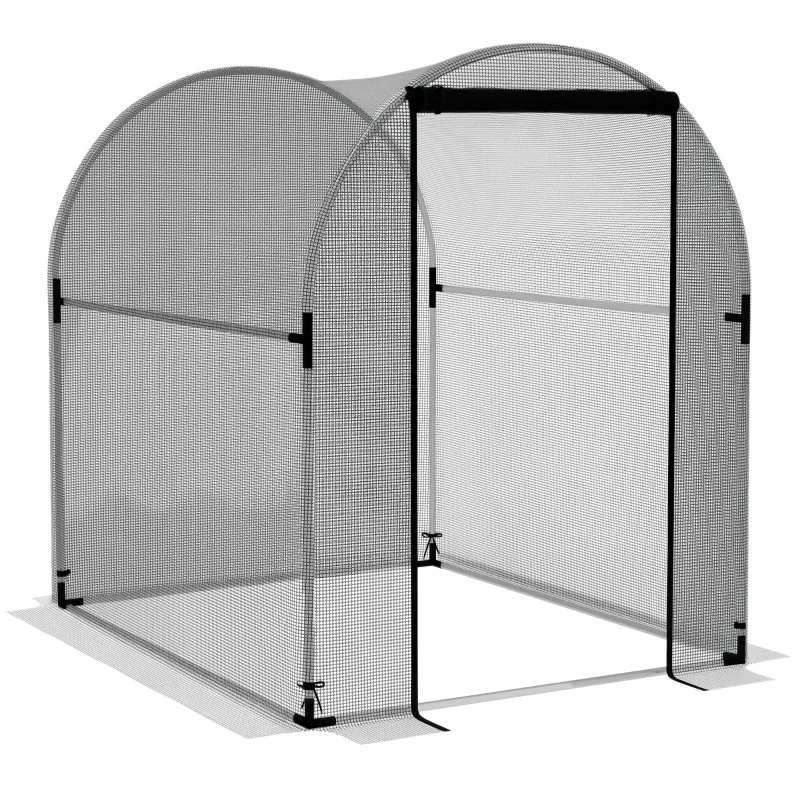 Outsunny 4.9' x 3.9' Crop Cage with Zipper Roll-Up Door, Mesh Plant Protection Tent from Animals with Galvanised Steel Frame