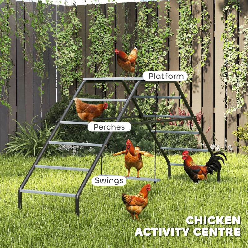 PawHut Chicken Coop Perches with Adjustable Swing, 10 Roosting Bars, for Backyard, Farm