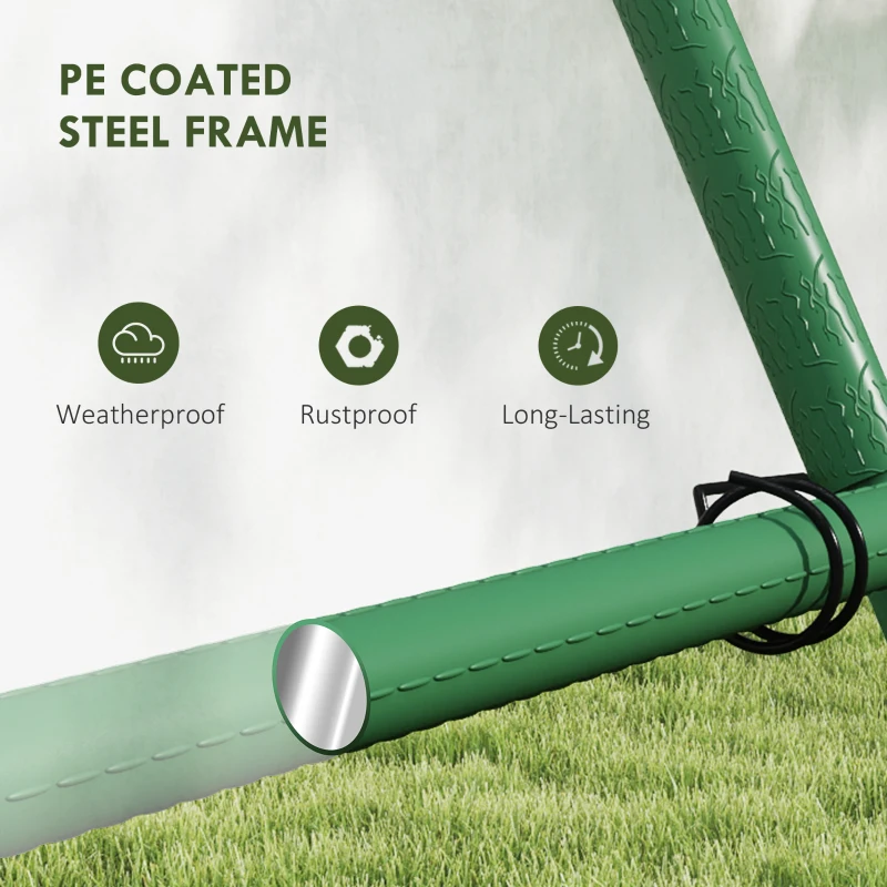 Outsunny Cucumber Trellis for Climbing Plants, Adjustable A-Frame Garden Trellis with Climbing Net, 20 Metal Clips, 4 Net Straps