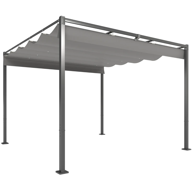 Outsunny 10' x 10' Outdoor Gazebo, Retractable Pergola Canopy with Magnetic Fixture, UPF30+ Metal Pergola Kit, Grey