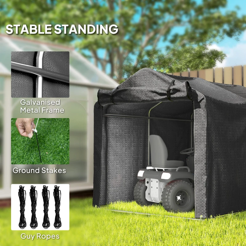 Outsunny Outdoor Storage Shed, UV Resistant Bike Tent with Roll-up Zipper Door, Portable Shed for Bike, Motorcycle, Black