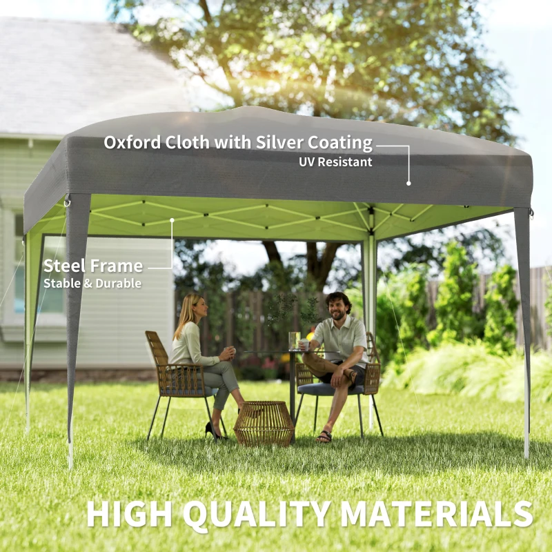 Outsunny 10 x 10ft Folding Pop Up Tent Outdoor Gazebo Canopy with Carrying Bag, Grey
