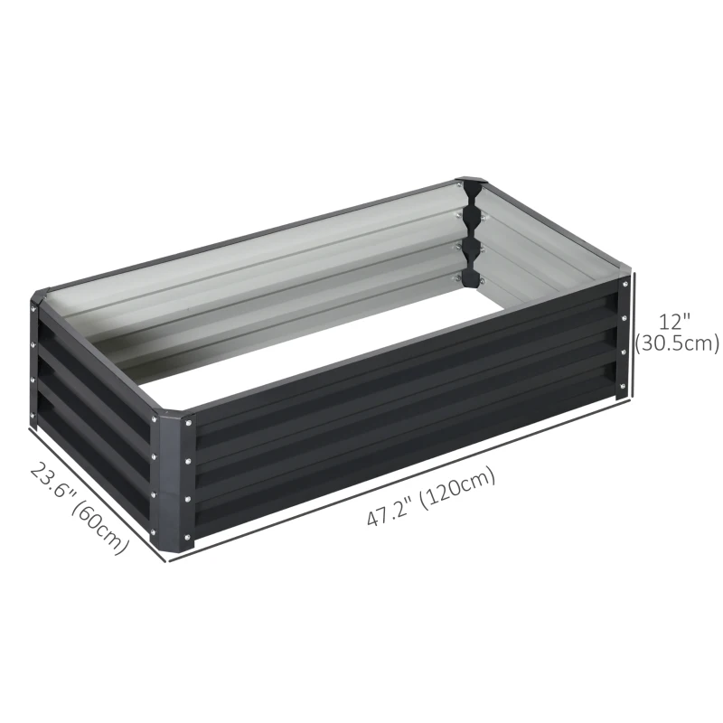 Outsunny 4' x 2' x 1' Raised Garden Bed, Set of 2 Galvanized Planter Box for Vegetables, Flowers, Herbs, Grey