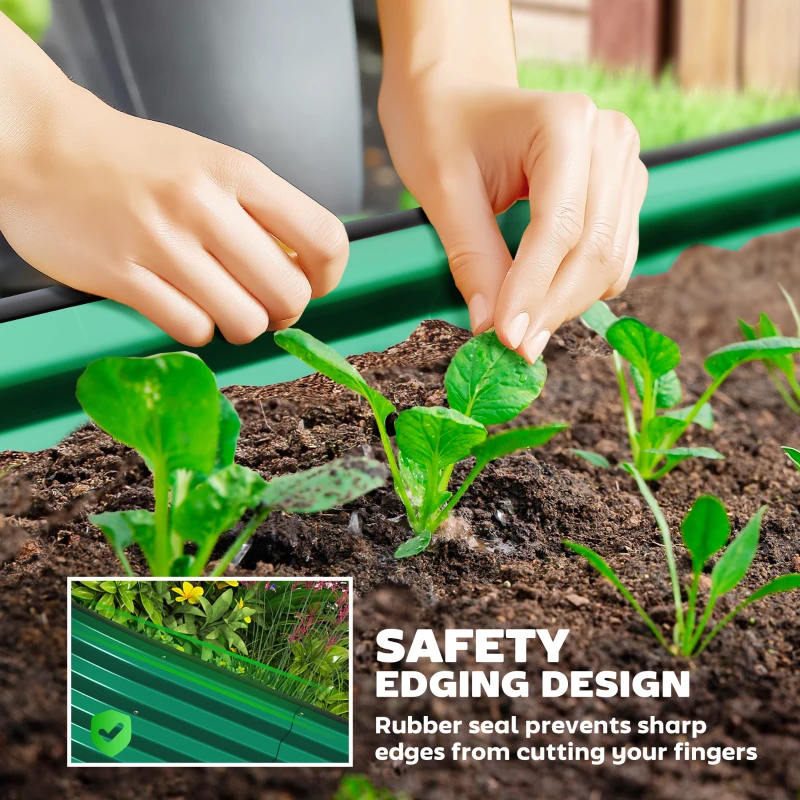 Outsunny 7' x 3' x 1' Large Outdoor Planter Box, Galvanized Raised Garden Bed with Metal Plant Stake, Green