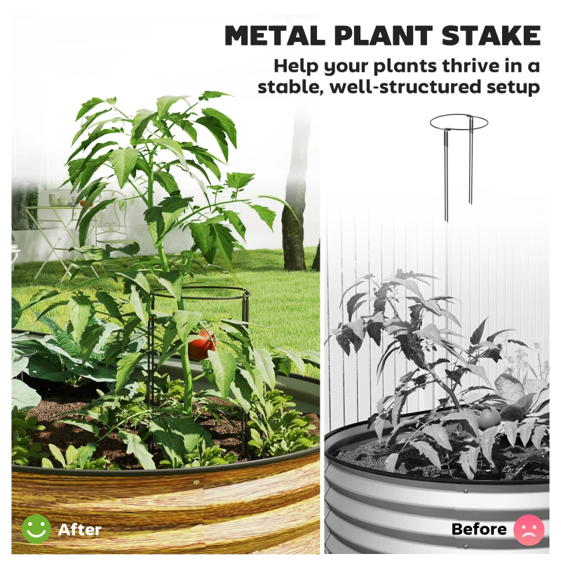 Outsunny 5' x 3' x 1' Large Outdoor Planter Box, Galvanized Raised Garden Bed with Metal Plant Stake, Brown Wood Effect