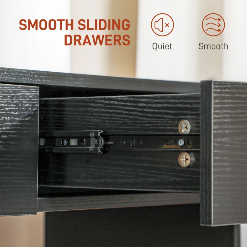 HOMCOM Makeup Vanity Desk Set with Stool, Dressing Table with LED Lighting Mirror, Drawers, for Bedroom, Black