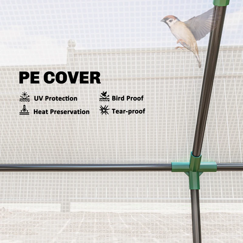 Outsunny Portable Mini Tunnel Greenhouse Garden Warm House with 2 Windows Steel Frame PE Cover, 47" x 24" x 24", White