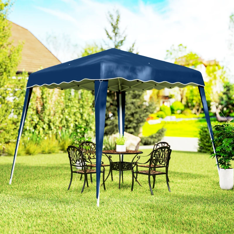 Outsunny 8' x 8' Pop Up Canopy, Outdoor Foldable Tent, Portable Canopy Tent with Carrying Bag for Camping, Party, Picnic, Blue