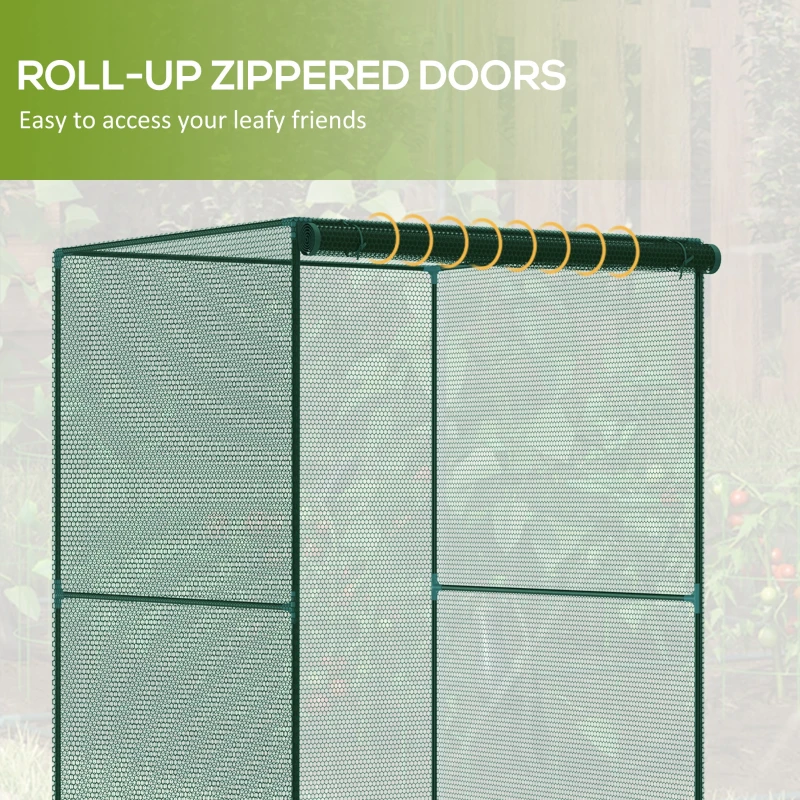 Outsunny 4' x 4' Walk-in Greenhouse, Garden Planting Warm House With Roll-Up Zipper Door for Seedlings Herbs Flowers, Dark Green