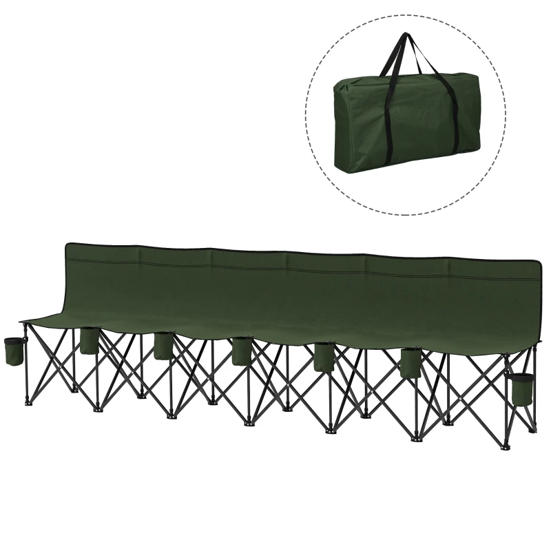 Outsunny 6 Seat Folding Camping Chair with Cup Holder and Carrying Case for Camping, Picnic, Sports Events, Dark Green