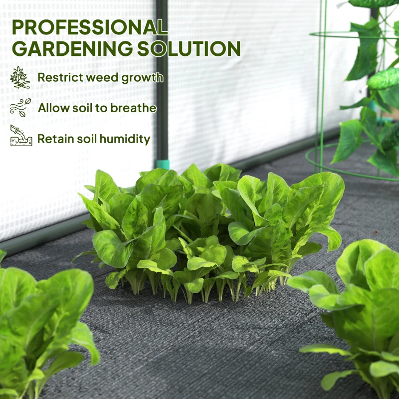 Outsunny Walk-in Lean-to Greenhouse, Outdoor Gardening Green House with Zipper Roll-up Doors and Window, 10' x 3' x 5', White