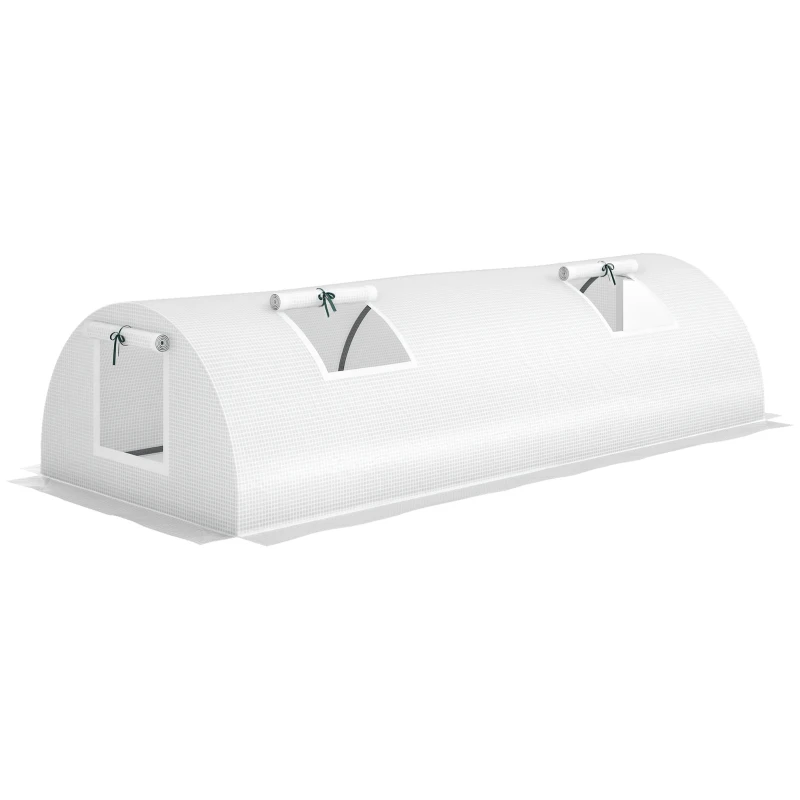 Outsunny Portable Mini Greenhouse, Tunnel Growing Tent with 5 Mesh Windows and Steel Frame,7' x 3' x 2', White