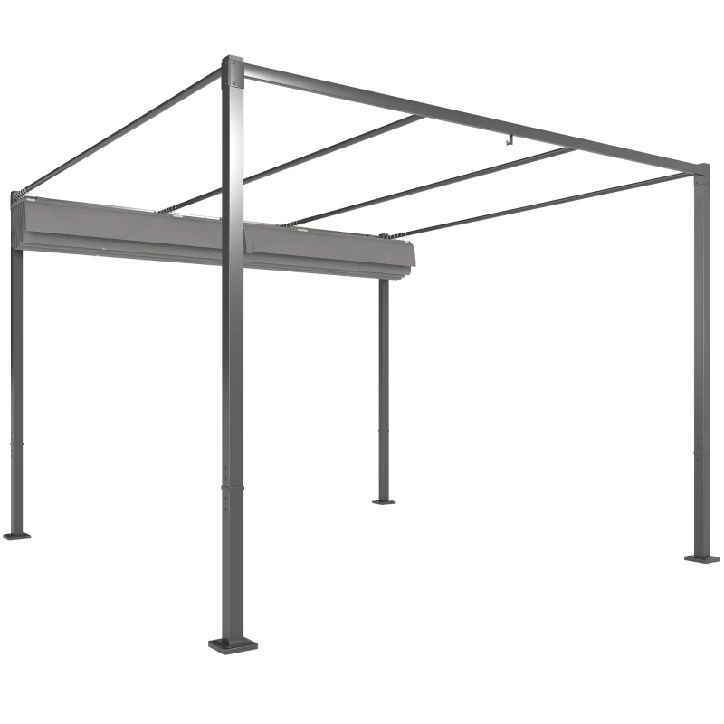 Outsunny 10' x 10' Outdoor Gazebo, Retractable Pergola Canopy with Magnetic Fixture, UPF30+ Metal Pergola Kit, Grey