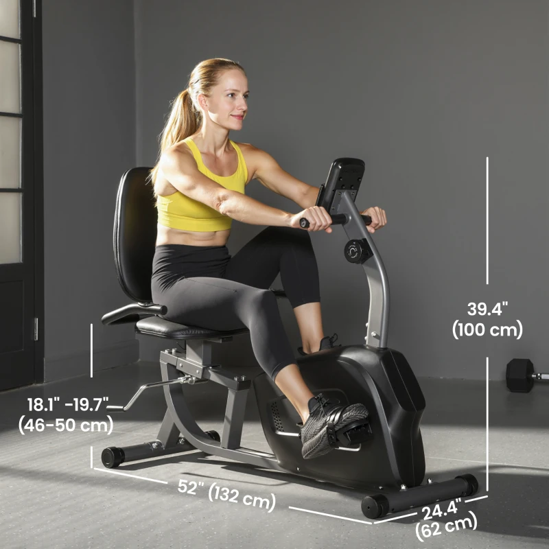 Soozier Recumbent Exercise Bike with 8-Level Magnetic Resistance, LCD Monitor, Heart Rate Handle and Adjustable Seat