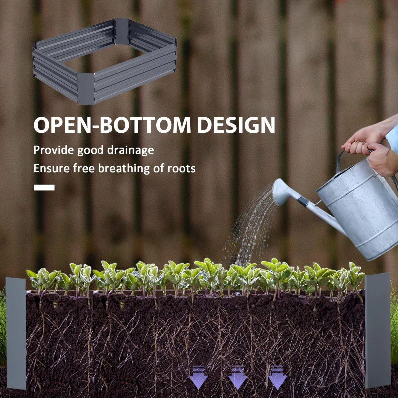 Outsunny Galvanized Raised Garden Bed, 4' x 3' x 1' Outdoor Metal Planter Box, Raised Bed for Growing Flowers Herbs, Dark Grey