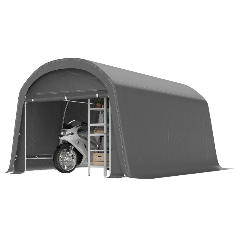 Outsunny 10' x 15' Portable Shed, Outdoor Storage Shed Tent with Roll-Up Zipper Door for Patio Garden Garage, Dark Grey