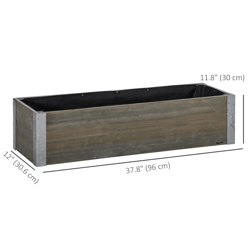 Outsunny 3' x 1' Raised Garden Bed Elevated Wooden Planter Box Outdoor for Backyard, Patio to Grow Vegetables, Herbs, and Flowers, Light Grey