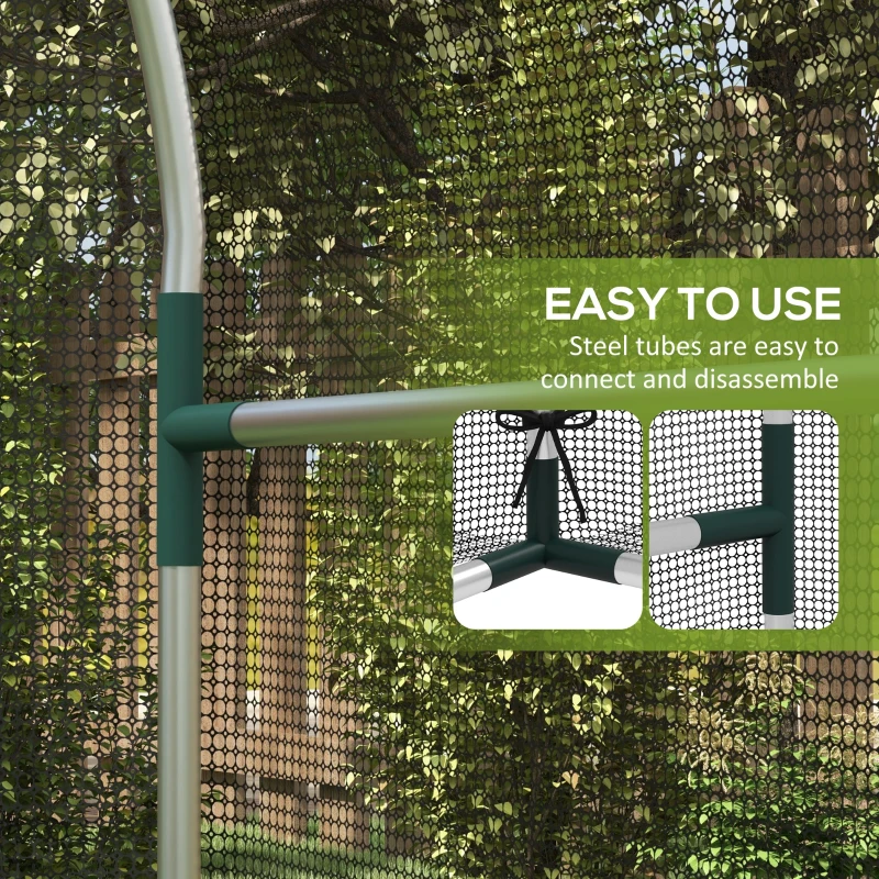 Outsunny 4.9' x 3.9' Crop Cage with Zipper Roll-Up Door, Mesh Plant Protection Tent from Animals with Galvanised Steel Frame