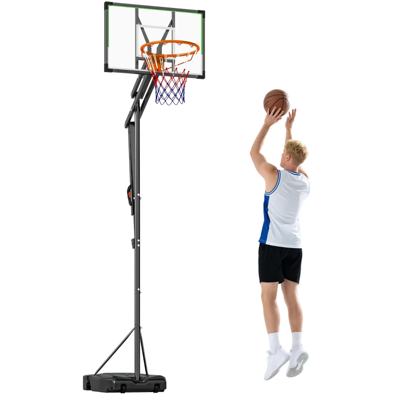 Soozier 4.1-8.5ft Adjustable Basketball Hoop with 33" Shatterproof Board, 18" Rim, Wheels and Fillable Base, for Teens Adults