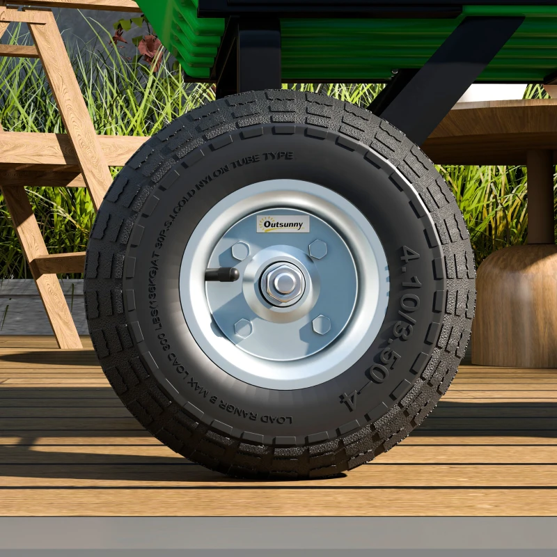 Outsunny Set of 2 Pneumatic Wheels, 10" Wheelbarrow Wheels Replacement for Barn Carts, Hose Carts, Garden Carts, Black