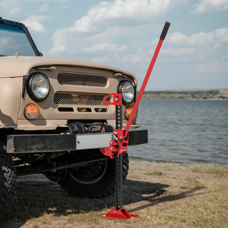 HOMCOM 3 Tonne/6600 lb Farm Jack, 48" High Lift Jack for 4x4 Tractors Trucks Agricultural Lifting, Red