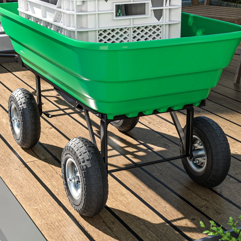 Outsunny Set of 2 Pneumatic Wheels, 10" Wheelbarrow Wheels Replacement for Barn Carts, Hose Carts, Garden Carts, Black