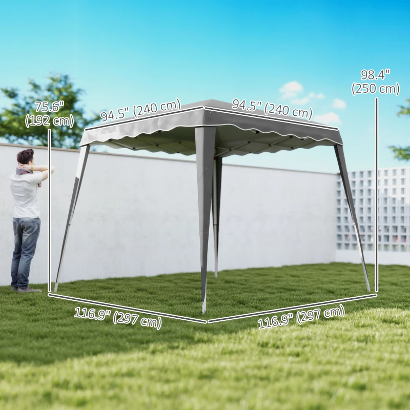 Outsunny 8' x 8' Pop Up Canopy, Outdoor Foldable Tent, Portable Canopy Tent with Carrying Bag for Camping, Party, Picnic, Grey