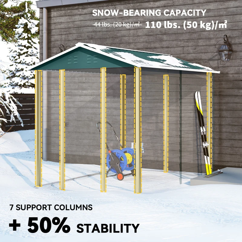 Outsunny 9' x 6' Garden Shed, Outdoor Storage Patio Shed w/ Sloped Roof, Lockable Door for Patio Lawn, Green