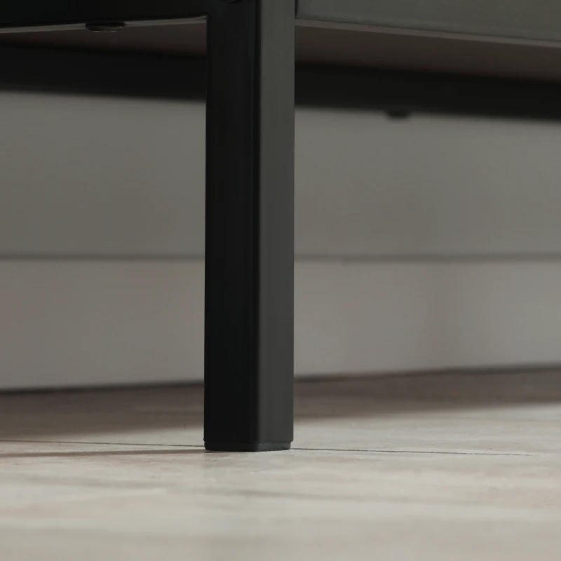 HOMCOM TV Stand for TV up to 50 Inches, TV Cabinet with Door, Open Storage and Drawers, TV Table with Steel Legs, Dark Walunt(m-9)