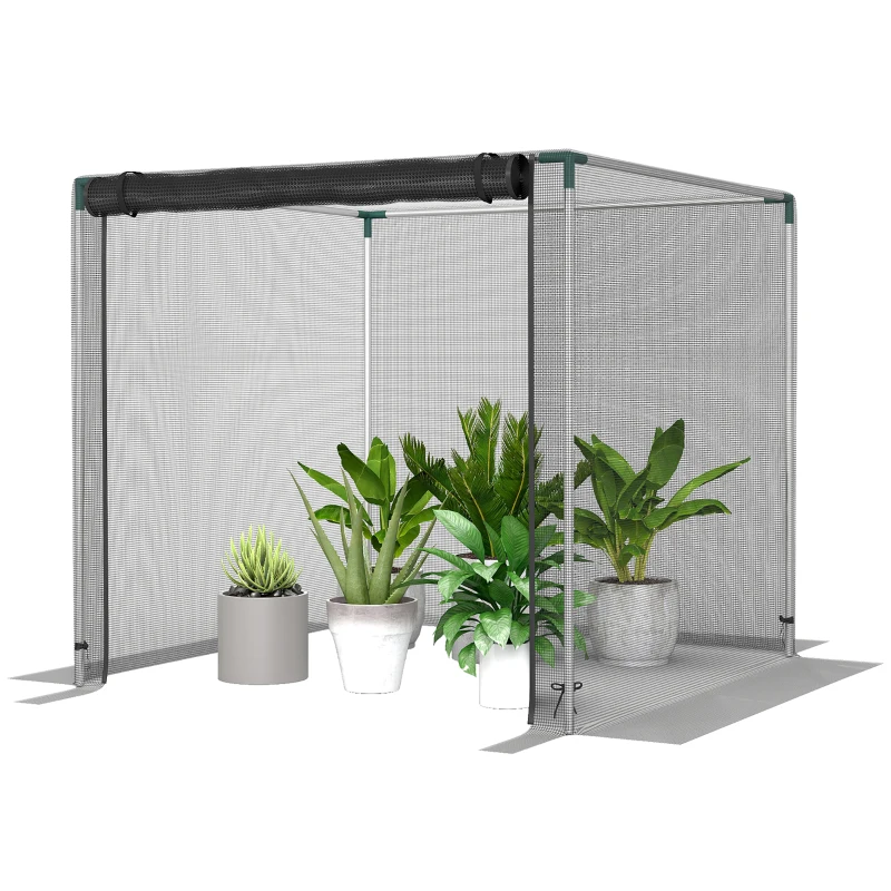 Outsunny Galvanized Steel Crop Cage, Plant Protection Tent with Zippered Door, 4' x 4', Black