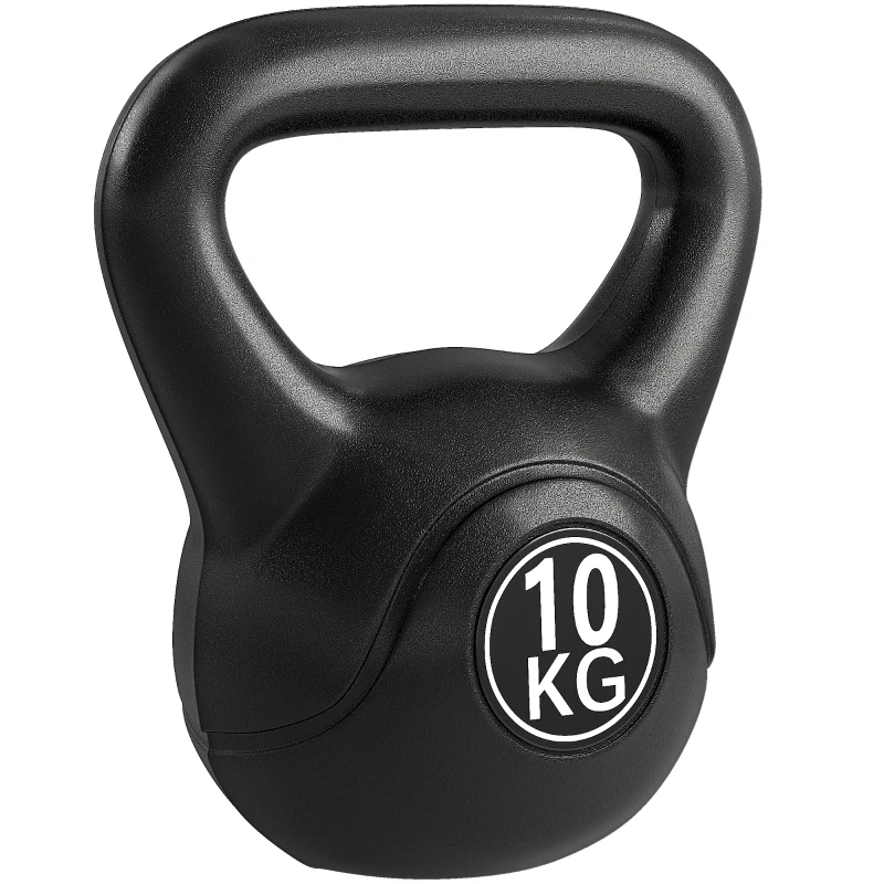 Soozier 22lb Fitness Kettlebell, Plastic Exercise Weight, Weightlifting Tools with Sand, Handle, Noise Reduction for Home, Gym