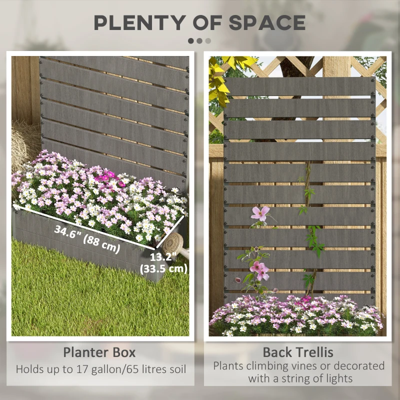 Outsunny Trellis Planter for Climbing Plants, Raised Garden Bed with Trellis, Planter Box for Outdoor Garden, Dark Grey