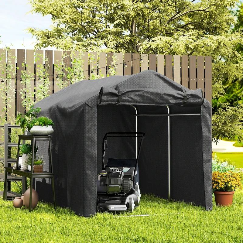 Outsunny Outdoor Storage Shed, UV Resistant Bike Tent with Roll-up Zipper Door, Portable Shed for Bike, Motorcycle, Black