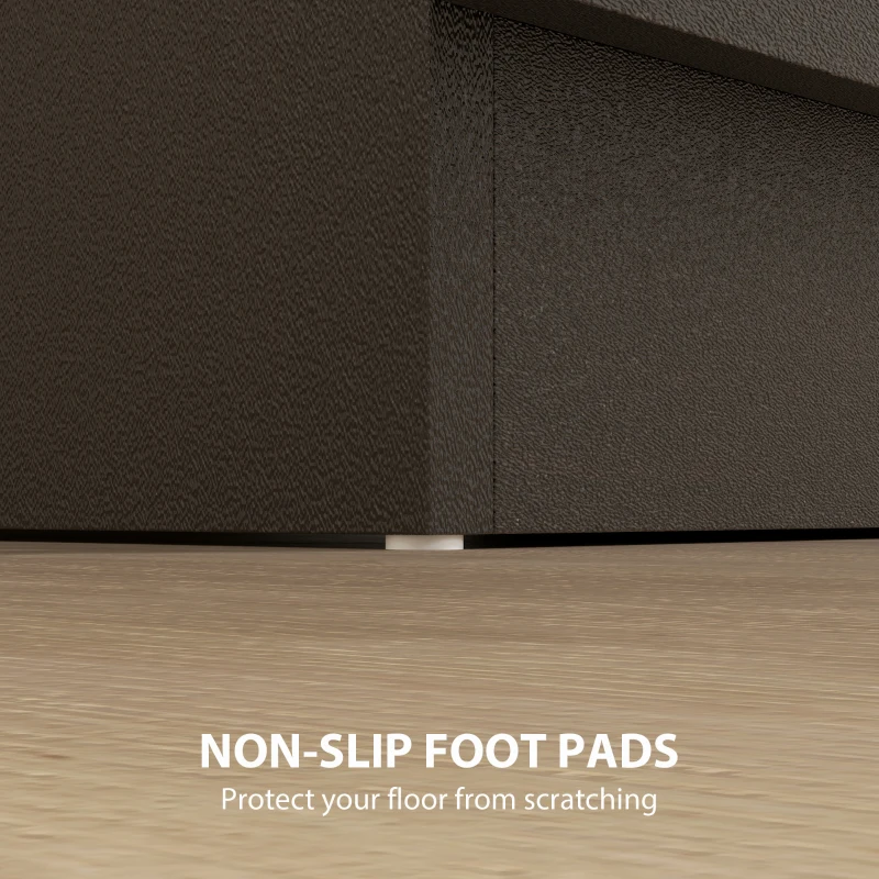 HOMCOM Bedside Table, Modern Night Stand with 3 Drawers and Metal Rail for Bedroom, Dark Brown