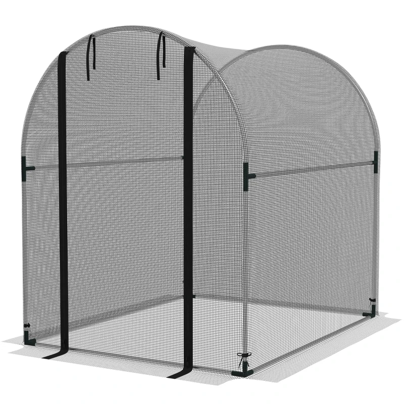 Outsunny 4.9' x 3.9' Crop Cage with Zipper Roll-Up Door, Mesh Plant Protection Tent from Animals with Galvanised Steel Frame