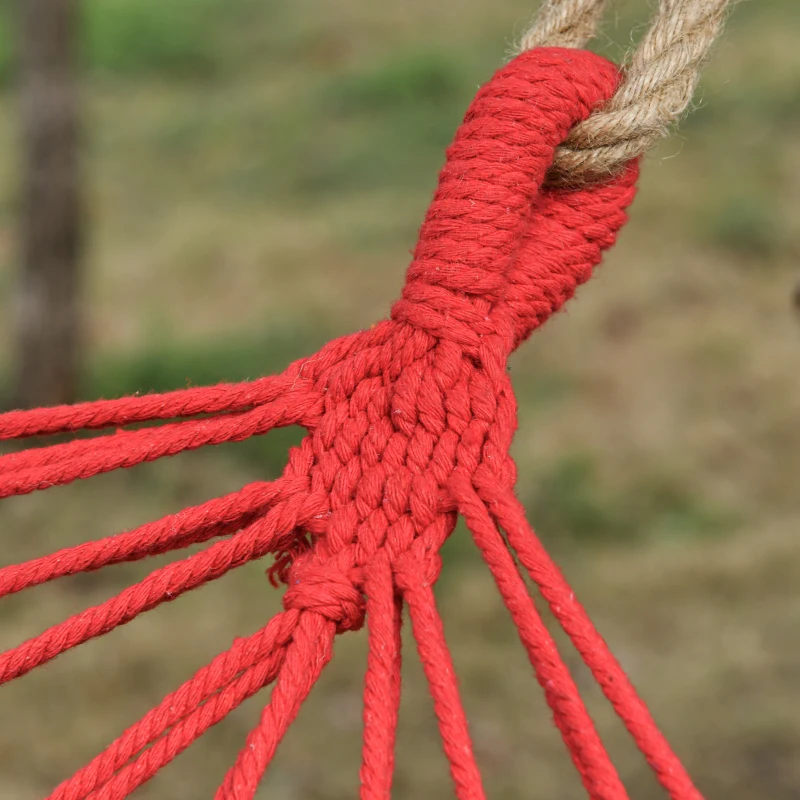 Outsunny Cotton Hammock Portable Soft Swing Sleeping w/ Headrest & Side Pocket Deluxe Swing Chair for Beach, Yard, Bedroom, Patio, Porch, Indoor, Outdoor, Rainbow Stripes