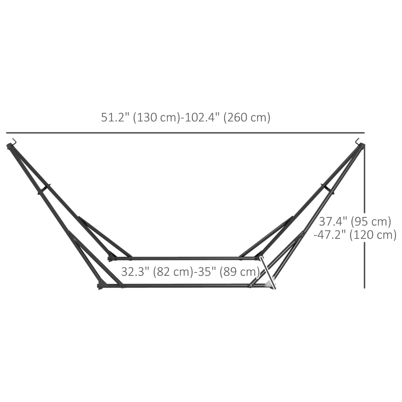 Outsunny Foldable Hammock Stand, Portable 2 in 1 Hammock Chair Stand Only with Carry Bag, Load Capacity 120kg, for Patio, Black