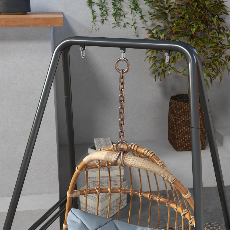 Outsunny Hammock Chair Stand, Hanging Heavy Duty Metal Frame Hammock Stand for Hanging Hammock Air Porch Swing Chair, Egg Cahir, Indoor & Outdoor Use, 48.8" x 56.3" x 70.9" Black