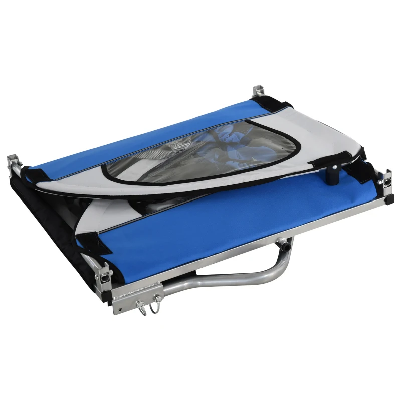 Aosom 2-Seat Child Bike Trailer for Kids with a Strong Steel Frame, 5-Point Safety Harnesses, & Comfortable Seat, Blue