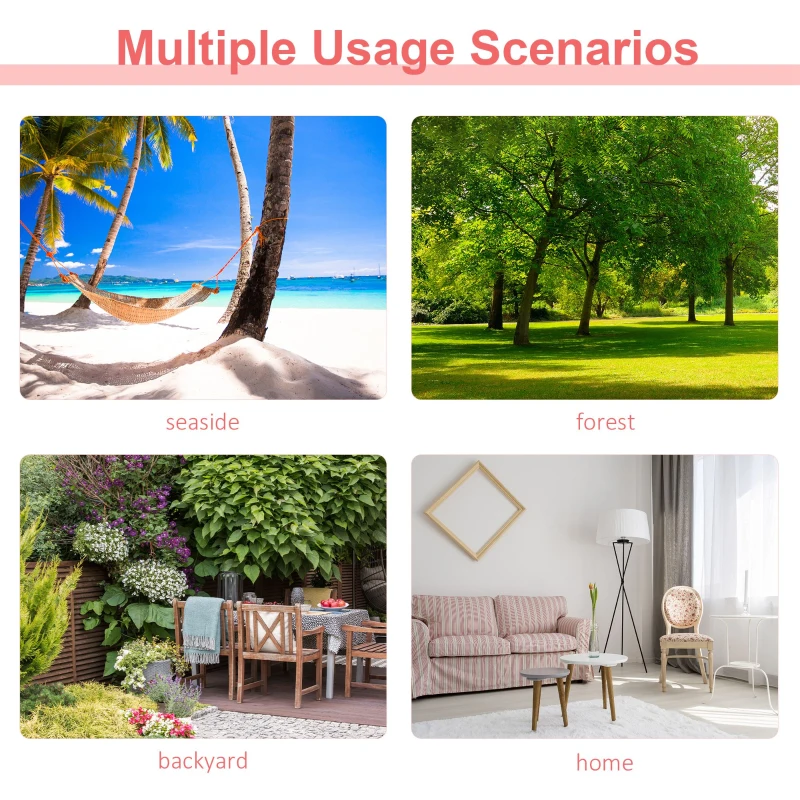 Outsunny Cotton Hammock Portable Soft Swing Sleeping w/ Headrest & Side Pocket Deluxe Swing Chair for Beach, Yard, Bedroom, Patio, Porch, Indoor, Outdoor, Rainbow Stripes