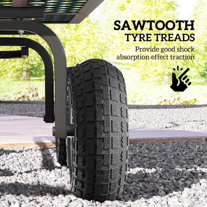 Outsunny Set of 2 Pneumatic Wheels, 10" Wheelbarrow Wheels Replacement for Barn Carts, Hose Carts, Garden Carts, Black