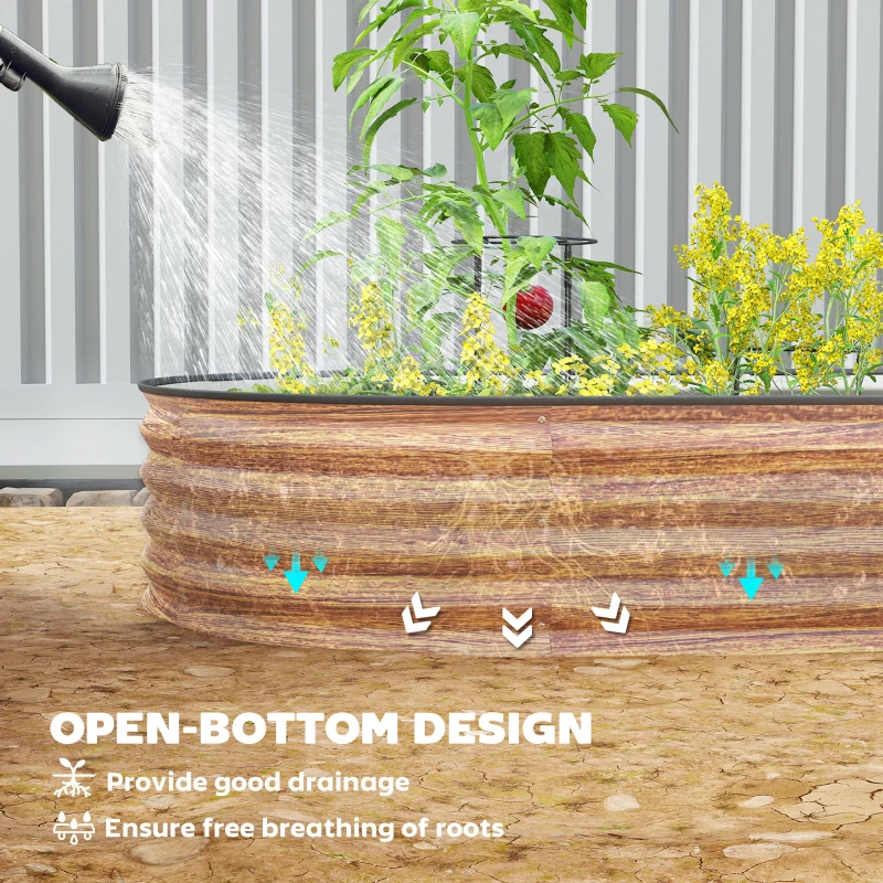 Outsunny 6' x 3' x 1' Large Outdoor Planter Box, Galvanized Raised Garden Bed with Metal Plant Stake, Brown