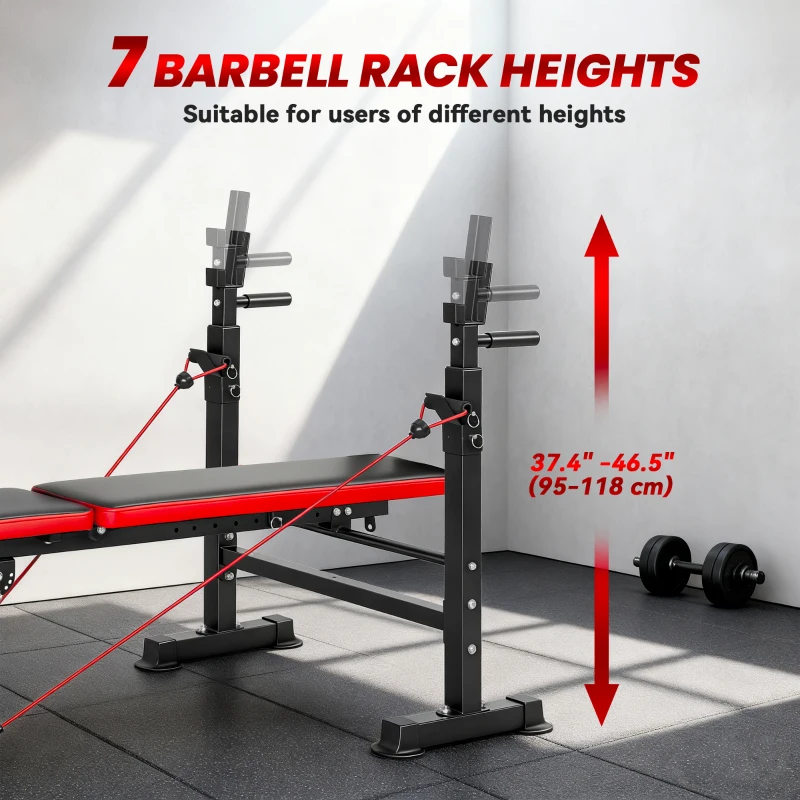 Soozier Adjustable Weight Bench with Squat Rack, Incline Flat Bench Press with Barbell Rack for Home Gym, 660 lbs Capacity